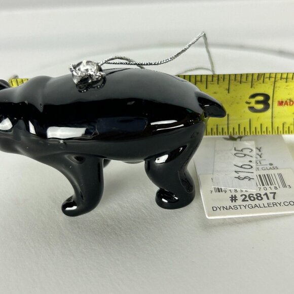 Glassdelights 2.5" Hand Blown Glass Black Bear Hanging Christmas Ornament Heavy - Picture 2 of 9